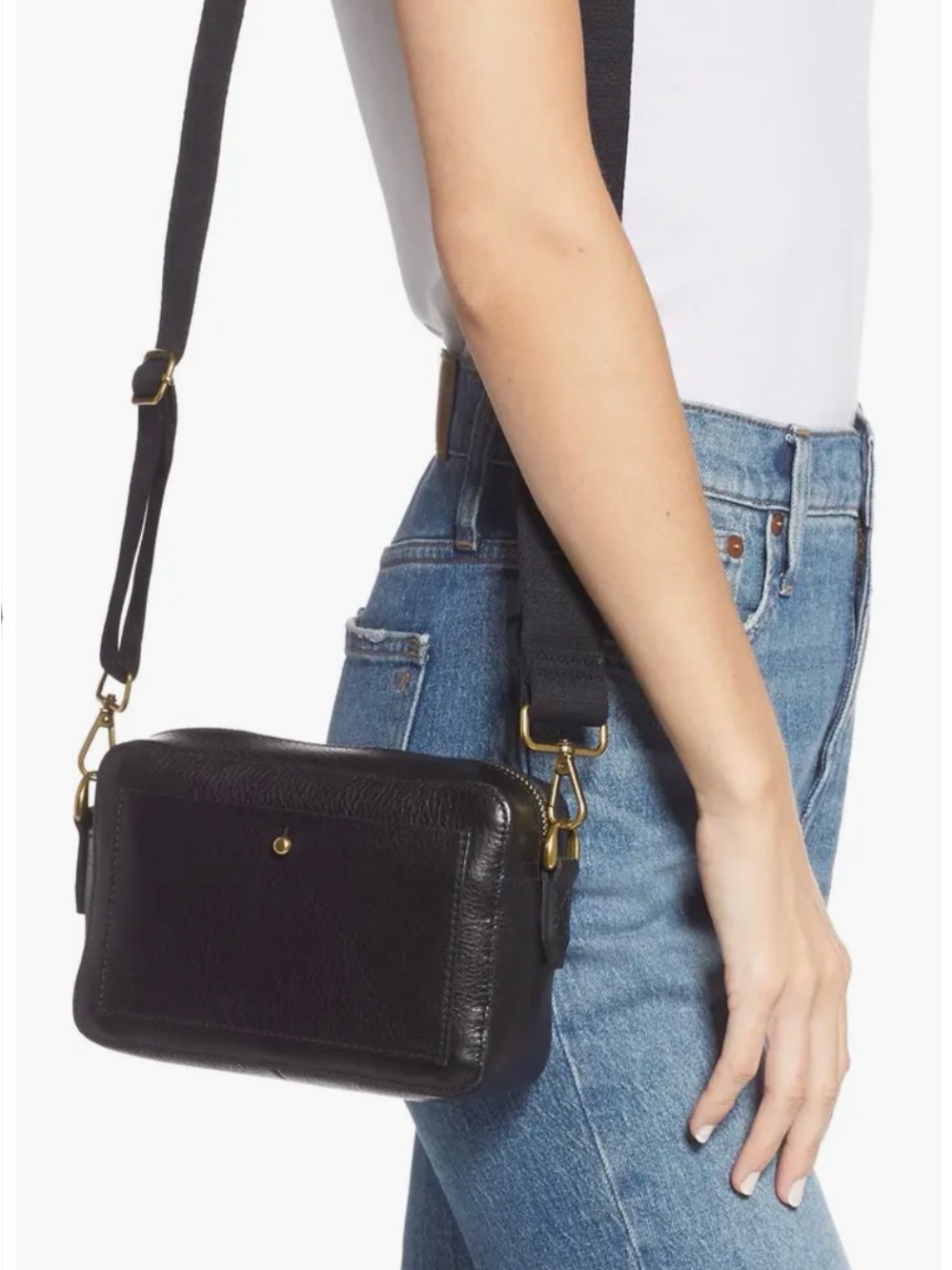 Madewell Transport Camera Bag | Black Leather Crossbody